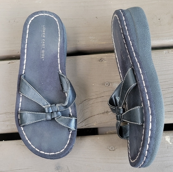 Vintage 90s y2k Lower East Side Chunky Lug Sole Jammer Platform Slide Sandals - Picture 1 of 8